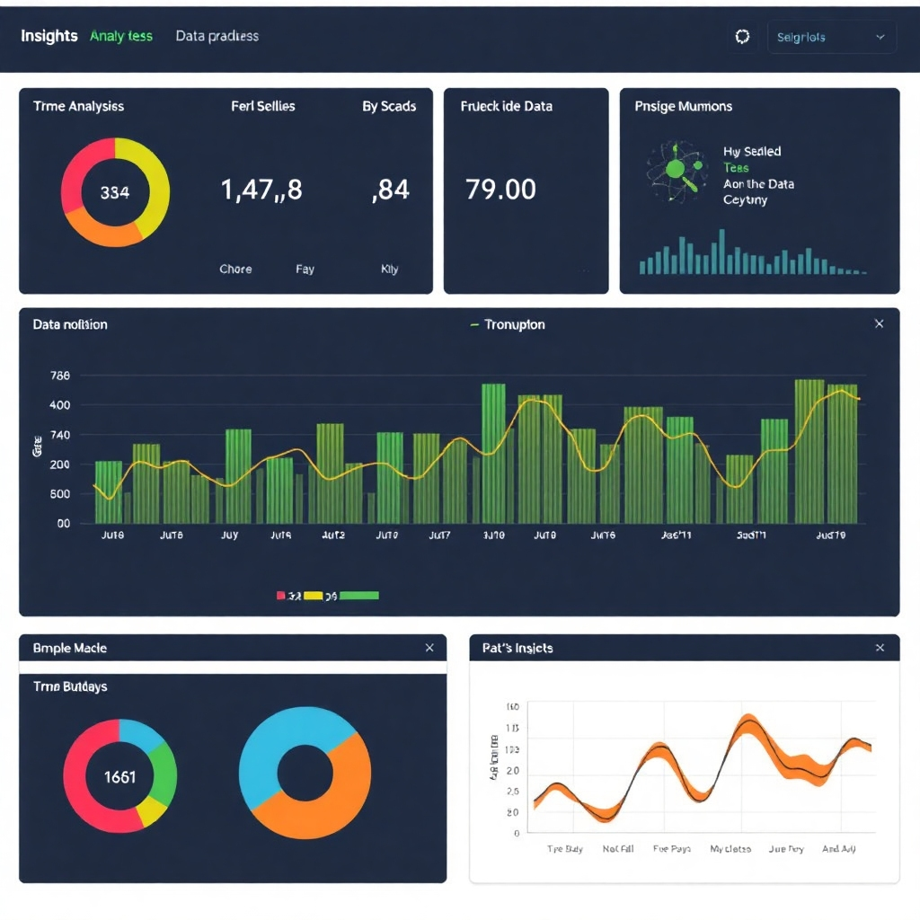Image depicting data analysis and insights generated by the platform, presented clearly to the user. Style references: data visualization